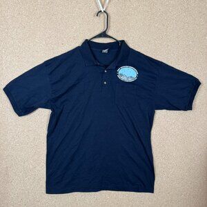 Gildan DryBlend Polo Shirt XL Navy Blue HOF Reunion Rapid City 2021 Pocket